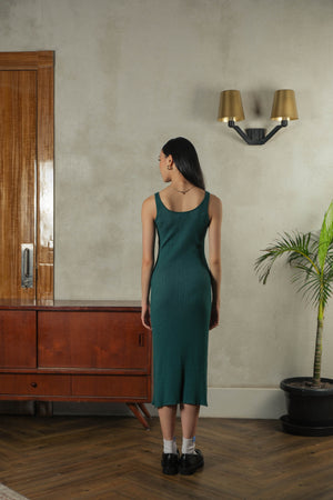 Noir Sur Blanc Myra Midi Dress Emerald Green