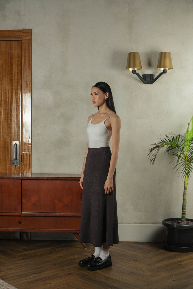 Noir Sur Blanc Camden Myra Midi Skirt Dark Grey