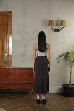 Noir Sur Blanc Camden Myra Midi Skirt Dark Grey
