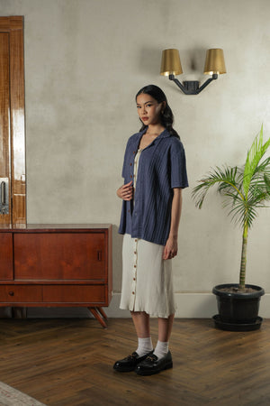 Noir Sur Blanc Pointelle Shirt Slate Blue