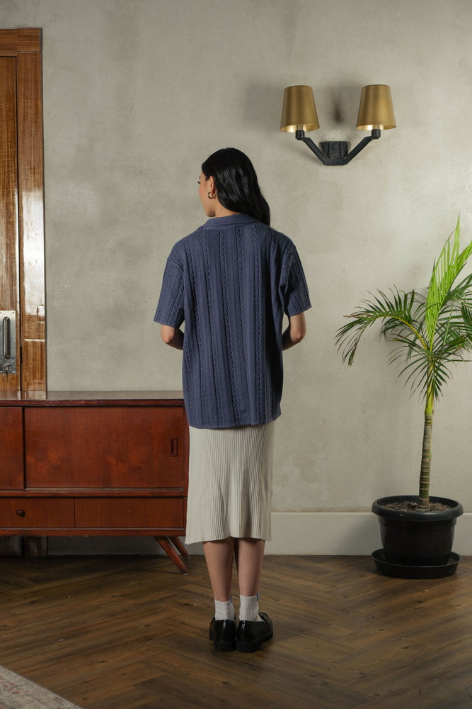 Noir Sur Blanc Pointelle Shirt Slate Blue