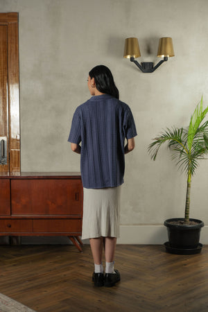 Noir Sur Blanc Pointelle Shirt Slate Blue