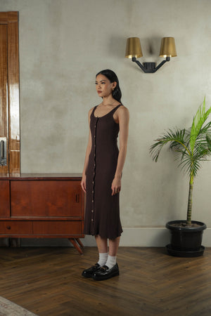 Noir Sur Blanc Myra Midi Dress Coffee