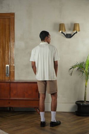 Noir Sur Blanc Men Pointelle Shirt White