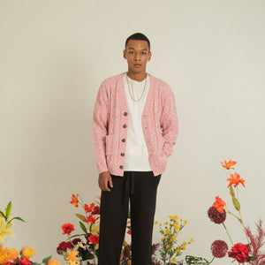 Noir Sur Blanc Men Varsity Lyon Cardigan Candy Pink