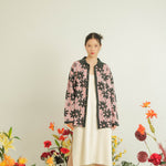 Noir Sur Blanc Flora Lounge Shirt Long Sleeve Candy Pink / Dark Green