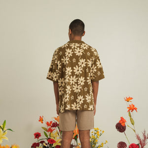 Noir Sur Blanc Men Flora Lounge Shirt Choco / Candy Yellow