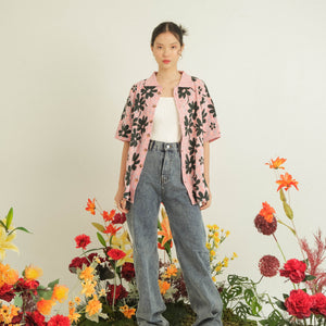 Noir Sur Blanc Flora Lounge Shirt Candy Pink