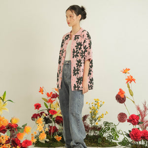Noir Sur Blanc Flora Lounge Shirt Candy Pink