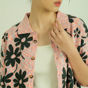 Noir Sur Blanc Flora Lounge Shirt Candy Pink