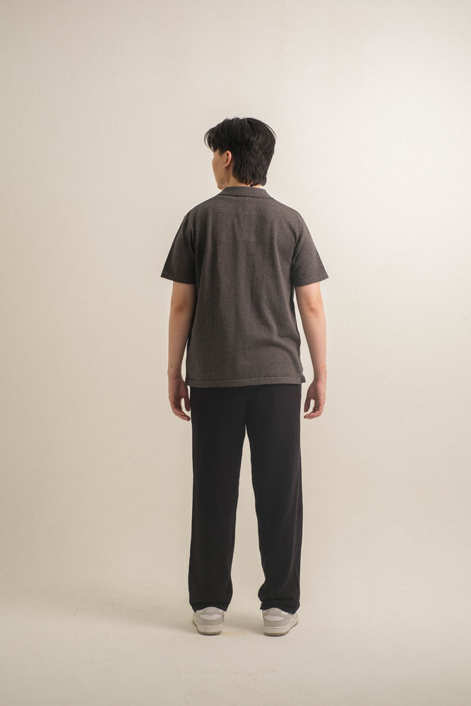 Noir Sur Blanc Men Basic Polo Knit Dark Grey