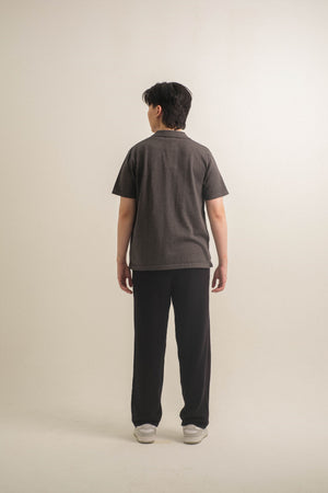 Noir Sur Blanc Men Basic Polo Knit Dark Grey