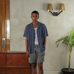 Noir Sur Blanc Men Pointelle Shirt Slate Blue