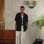 Noir Sur Blanc Men Pointelle Shirt Black
