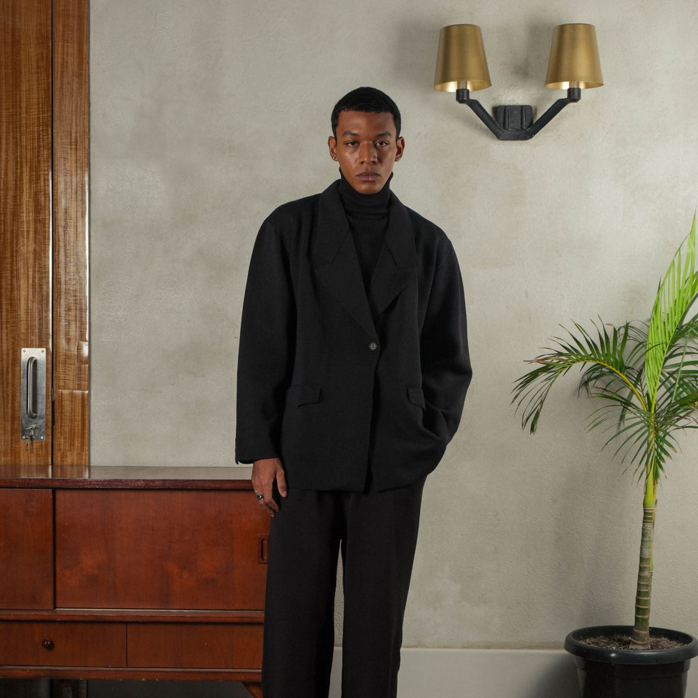 Noir Sur Blanc Men Melange Blazer Black