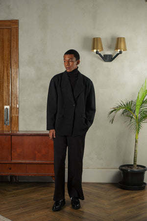Noir Sur Blanc Men Melange Blazer Black