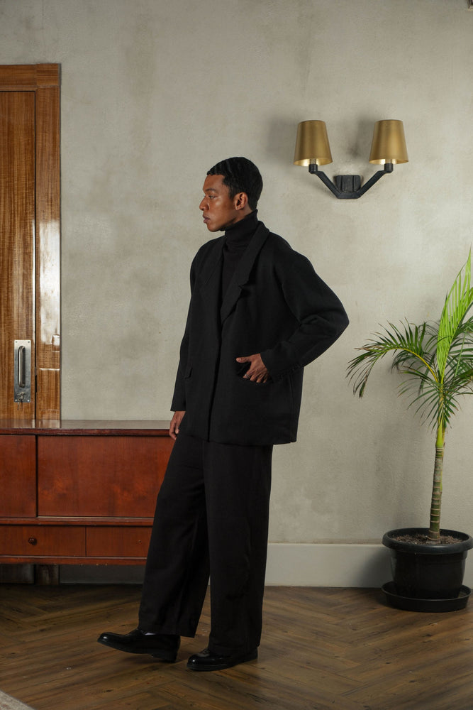 Noir Sur Blanc Men Melange Blazer Black