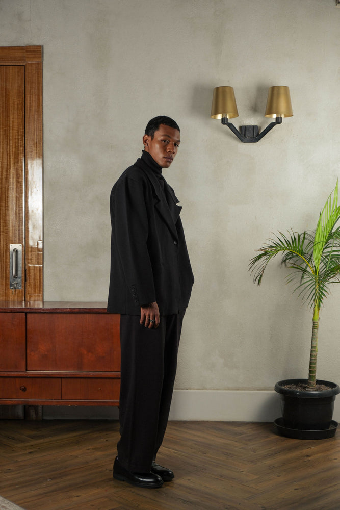 Noir Sur Blanc Men Melange Blazer Black