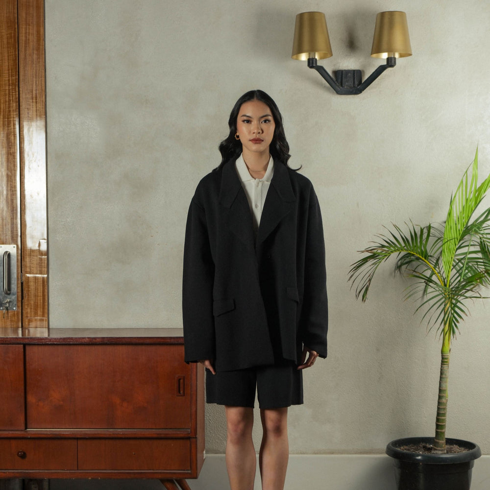 Noir Sur Blanc Melange Blazer Black