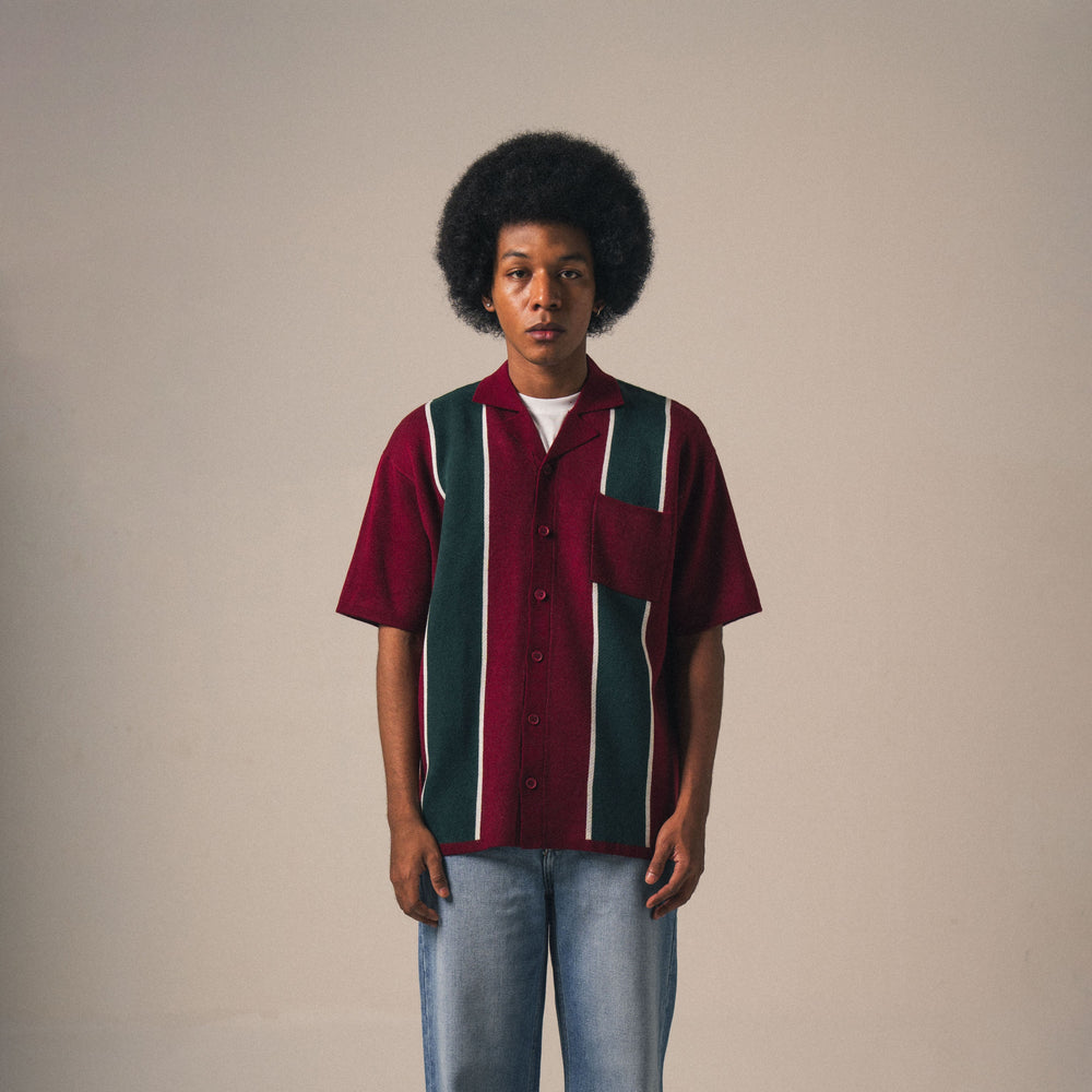 Noir Sur Blanc Men Soiree SS Shirt Maroon