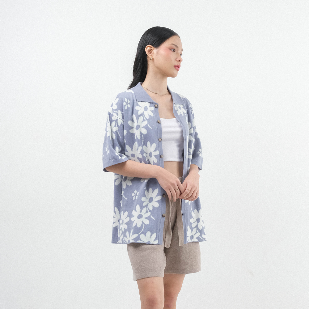 Noir Sur Blanc Flora Lounge Shirt Meadow