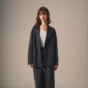 Noir Sur Blanc Melange Blazer Dark Grey