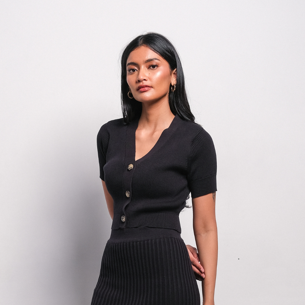 Noir Sur Blanc Alina Cardigan Black