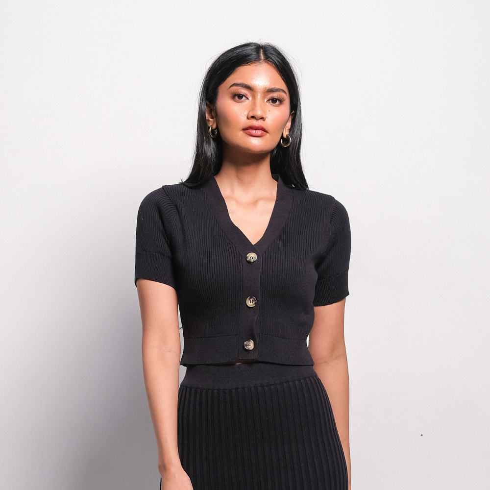 Noir Sur Blanc Alina Cardigan Black