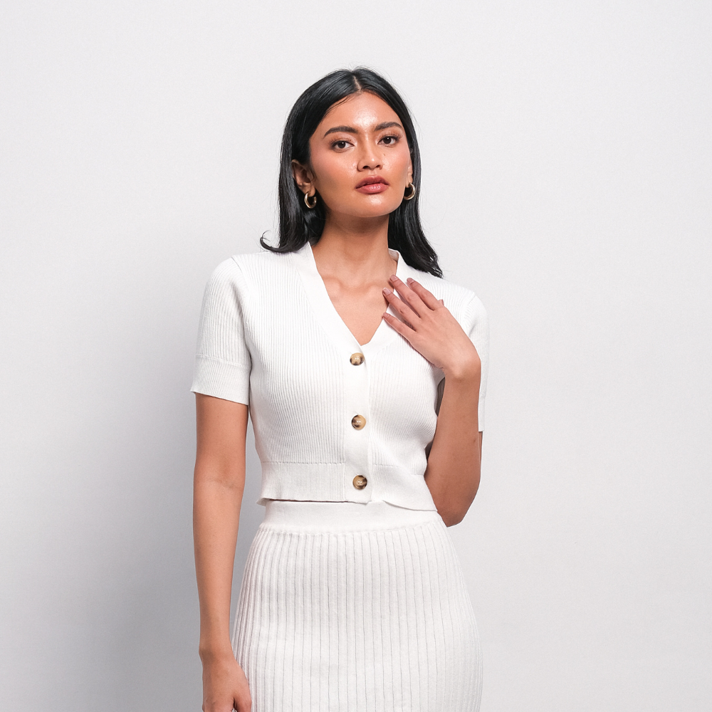 Noir Sur Blanc Alina Cardigan White