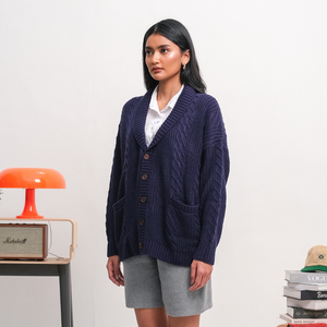 Noir Sur Blanc Preppy Cardigan Navy