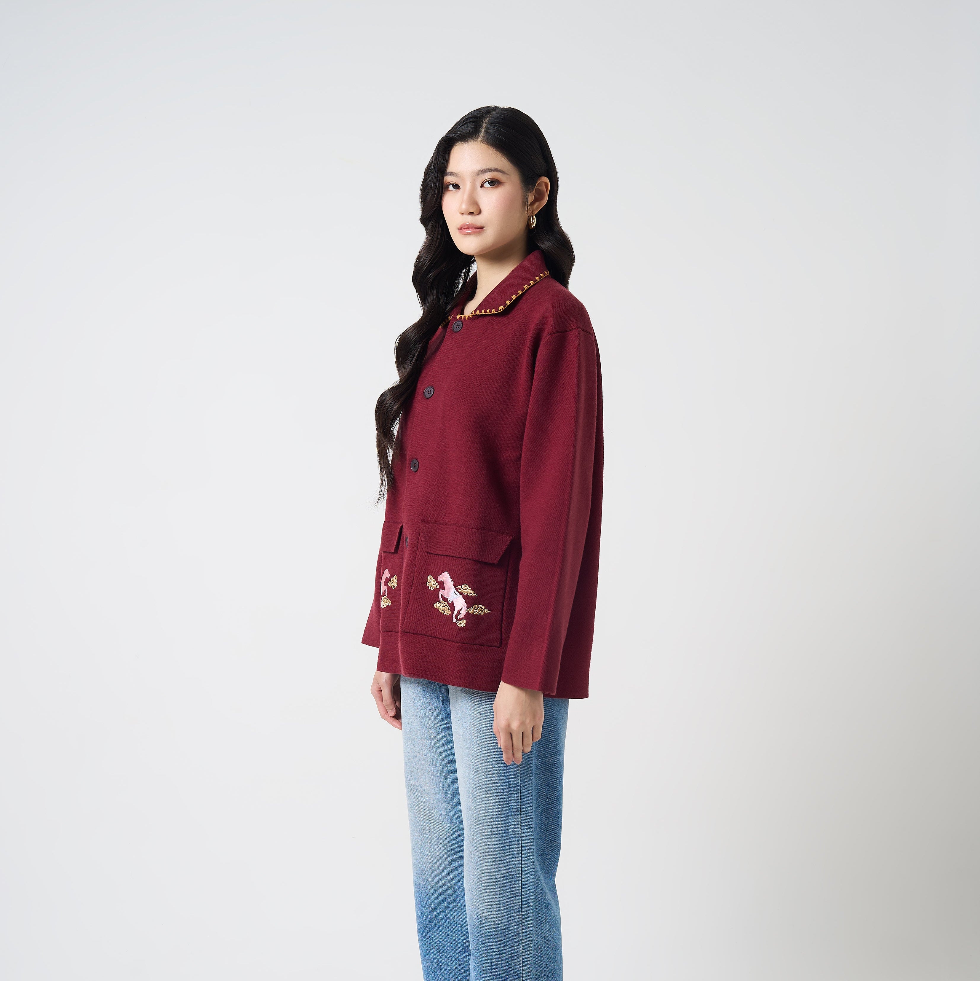 N46A ジップアップジャケット L ネイビー/ワインレッド A Quiet Flame - CNY 2026 – Noirsurblanc