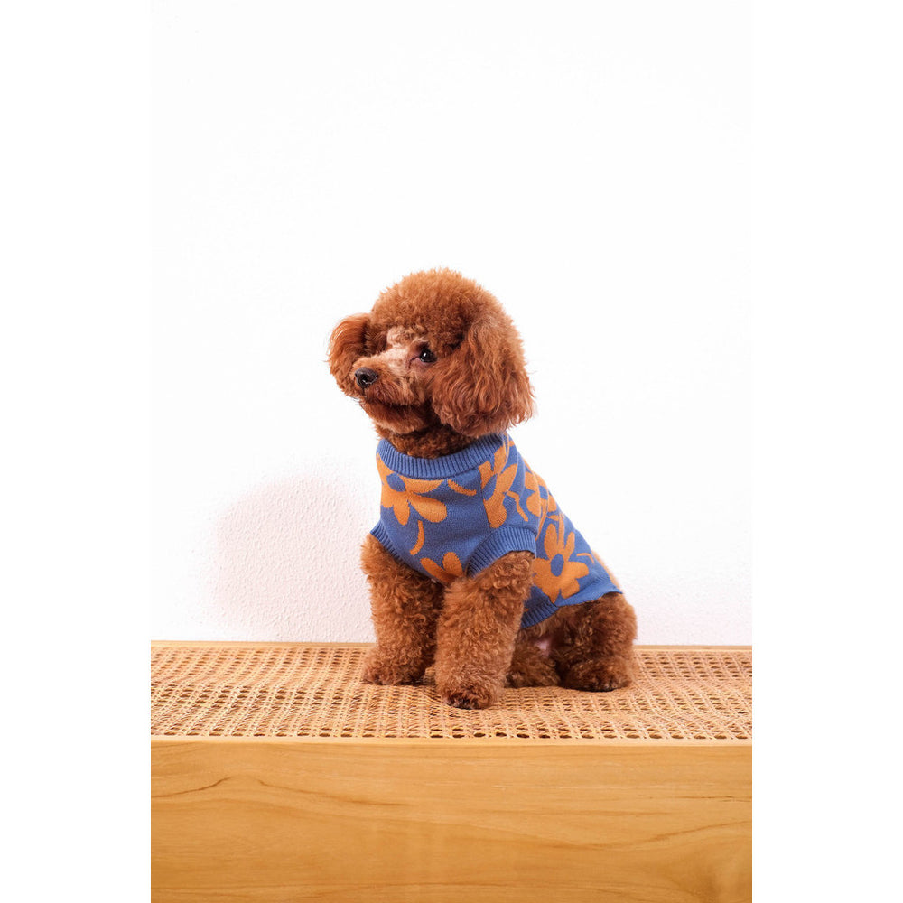 Noir Sur Blanc Pet Flora Jumper Denim