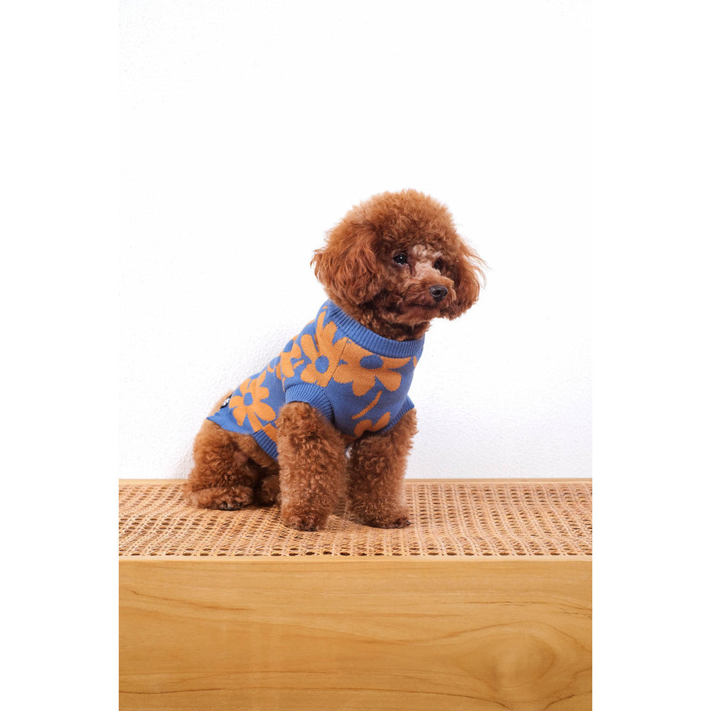 Noir Sur Blanc Pet Flora Jumper Denim