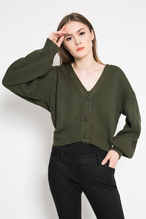 Faye Cardigan in Army Green