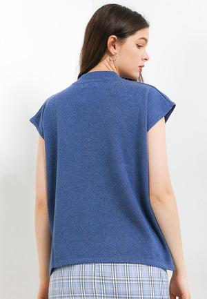 Net Short Sleeve Blue Melange