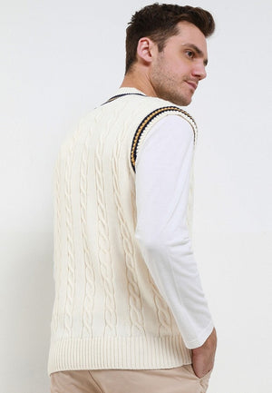 men varsity vest offwhite/yellow