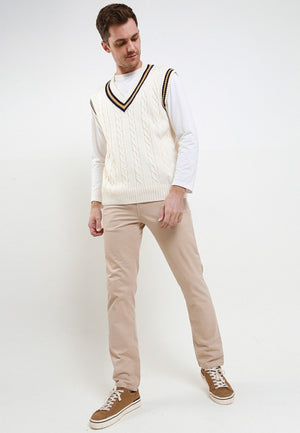 men varsity vest offwhite/yellow