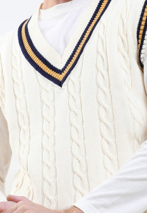men varsity vest offwhite/yellow