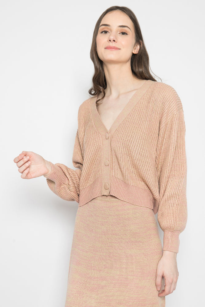 Faye Cardigan Rose Cream Twisted