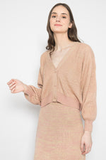 Faye Cardigan Rose Cream Twisted