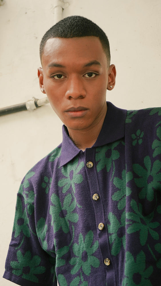 Men Flora Lounge Shirt Navy