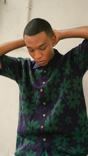 Men Flora Lounge Shirt Navy