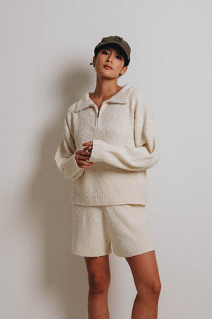 Popcorn Zip Jacket White