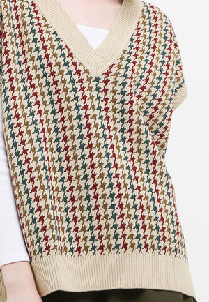 Houndstooth Vest Cream