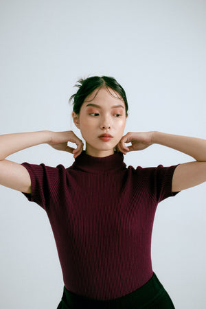 Xena Mock Neck Maroon