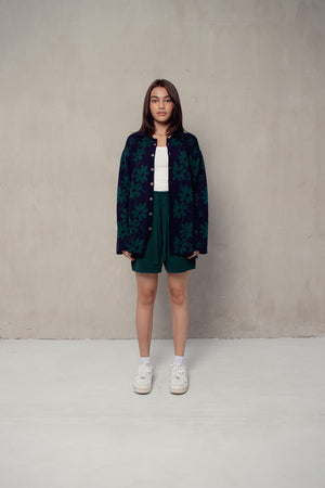 Flora Lounge Shirt Long Sleeve Navy