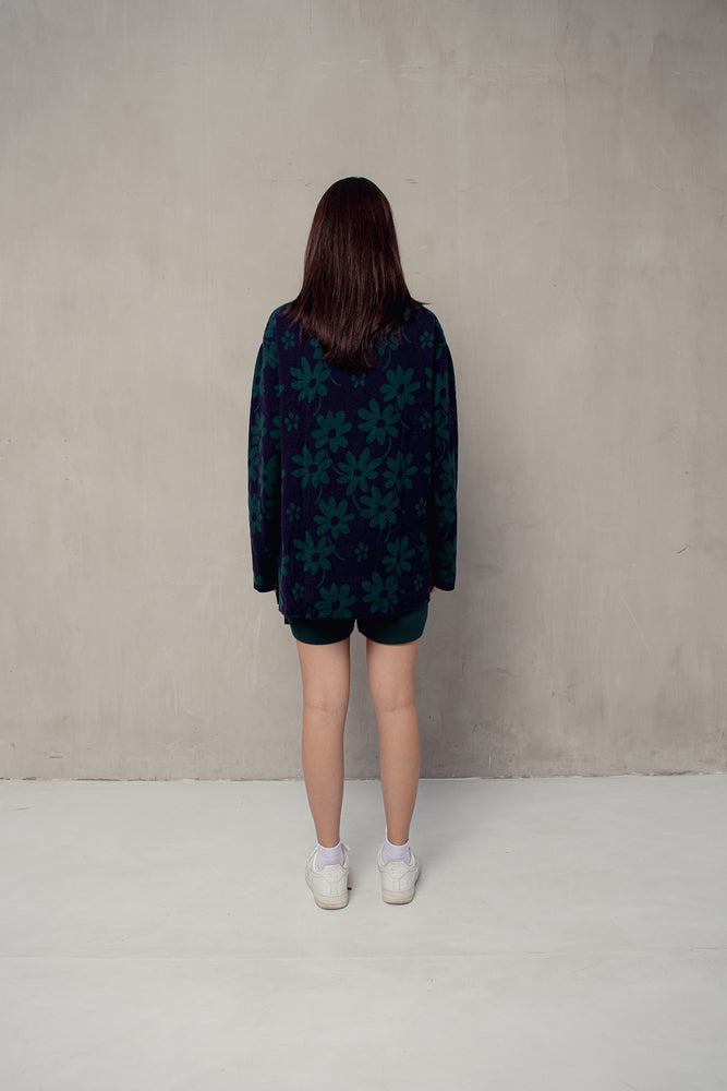 Flora Lounge Shirt Long Sleeve Navy