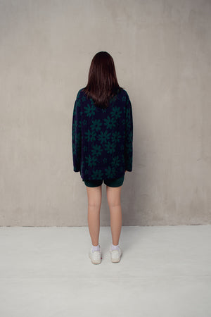 Flora Lounge Shirt Long Sleeve Navy