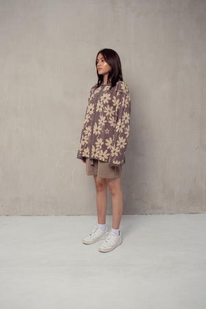 Flora Lounge Shirt Long Sleeve Burgundy