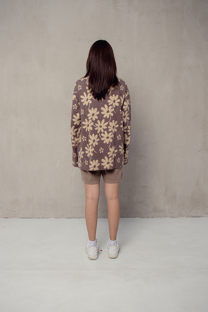 Flora Lounge Shirt Long Sleeve Burgundy